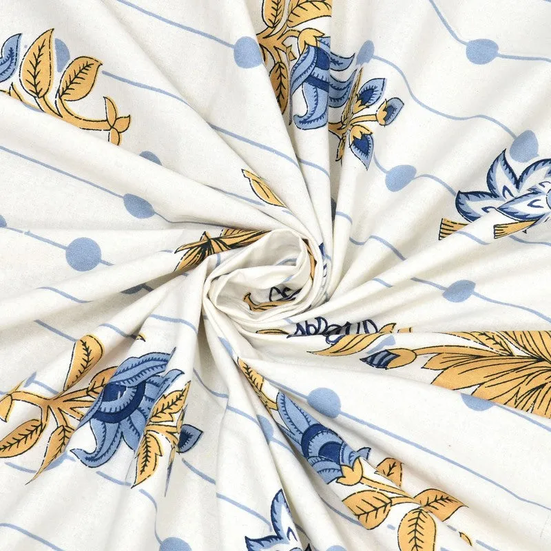 Heritagea Cotton Bedsheet (White,Blue) - 240 TC media 6