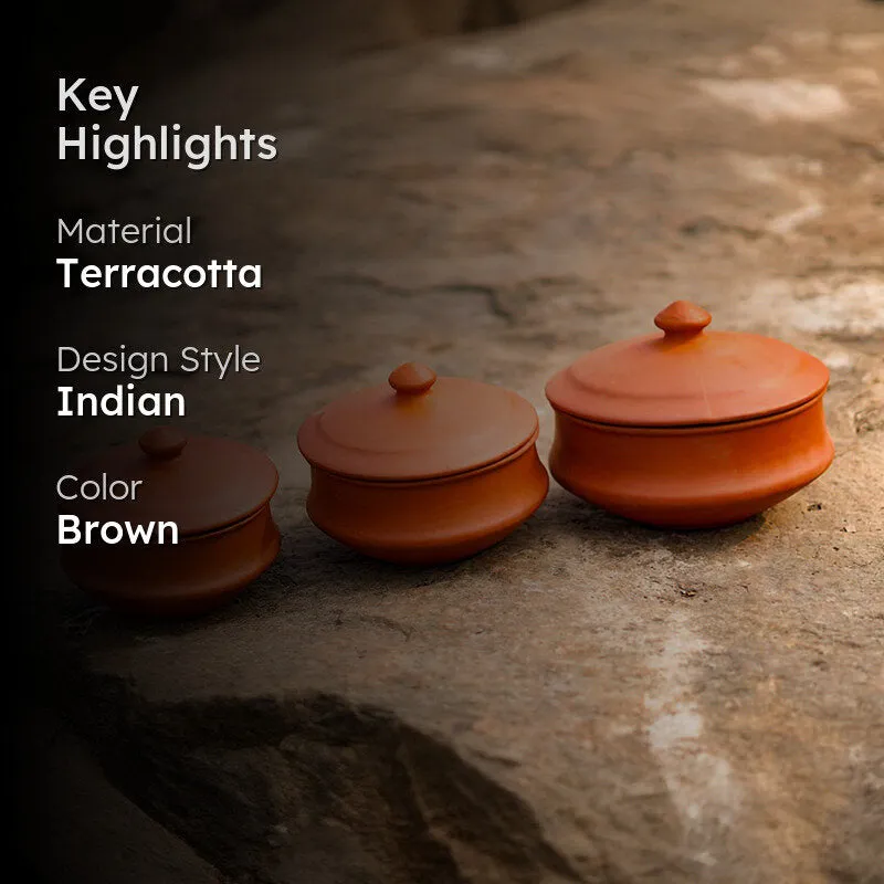 Dara Terracotta Serving Bowl (650 mL/1000 mL.1700 mL) - Set Of Three media 2