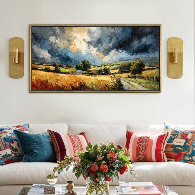 Golden Fields Canvas Wall Painting With Frame