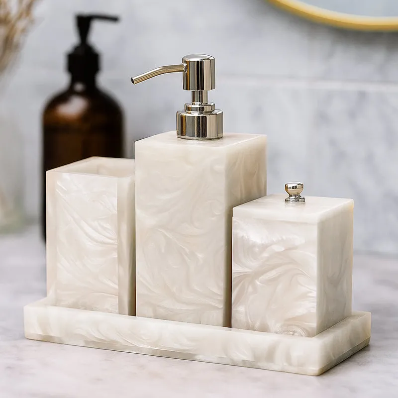 Svela Resin Bathroom Set (Ivory) - Four Piece Set media 1