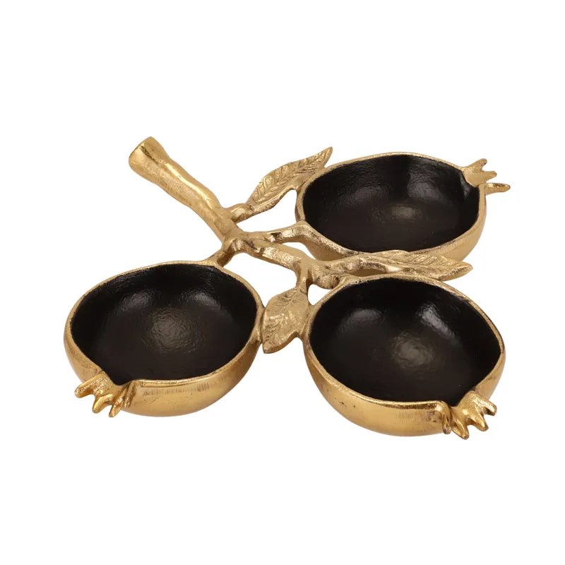 Pomegranate Shine Aluminum Platter - Black & Gold media 3