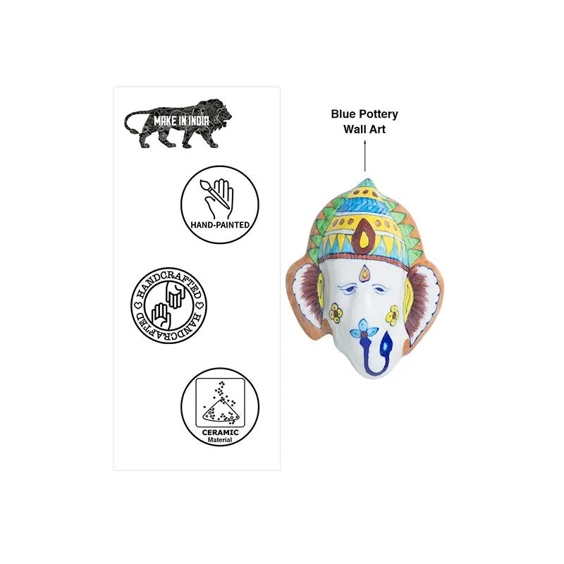 Ganesha Pottery Ceramic Wall Accent - Green,White media 6