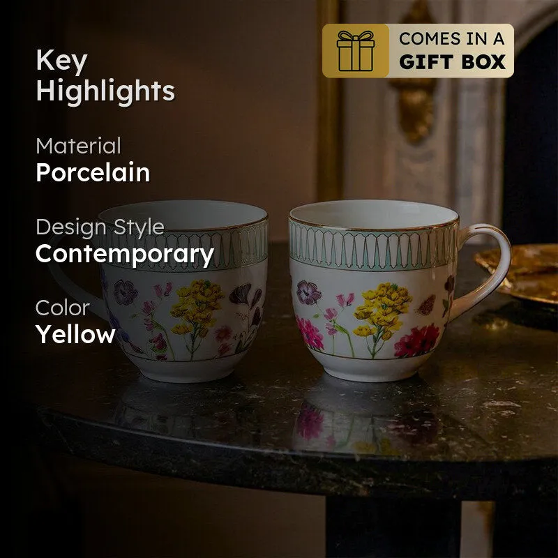 Basant 24k Gold Brushed Porcelain Coffee Mug (280 mL Each) - Set of Six media 2