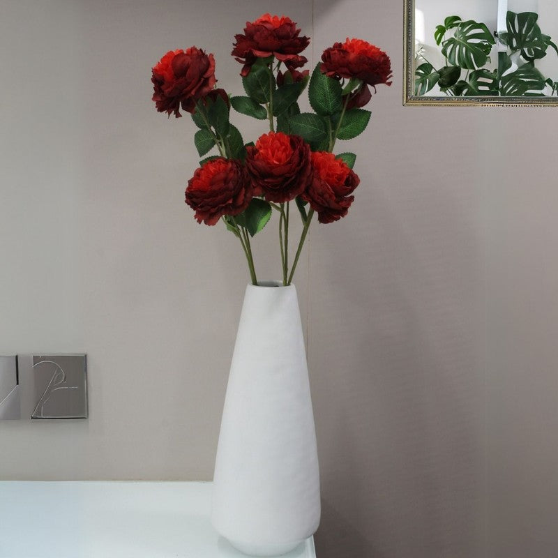 Lifelike Artificial Rose Flower With Natural Touch (Red) - Set of Three media 3