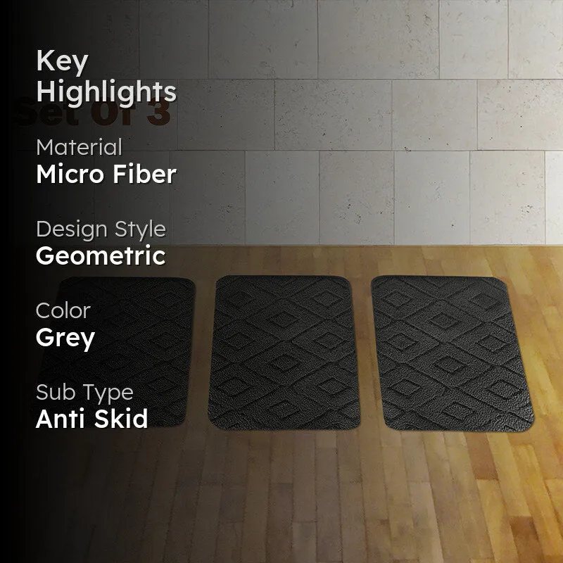 Zella Anti Skid Micro Fiber Bath Mat (Grey) - Set Of Three media 2