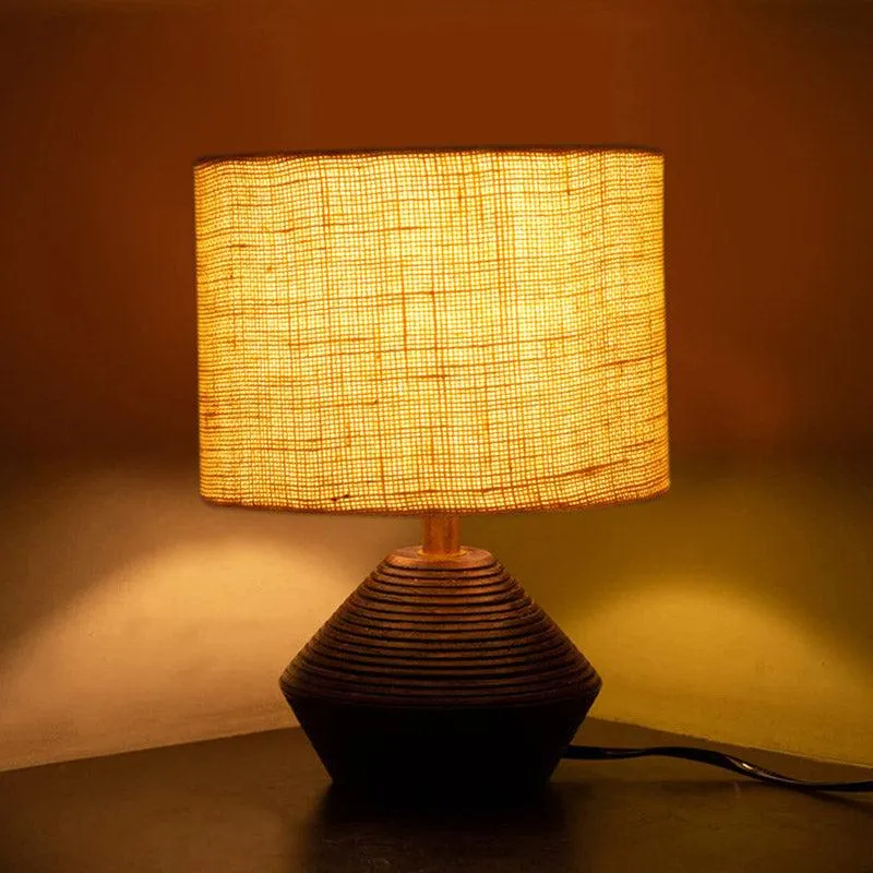Yami Wooden Table Lamp With Jute Shade - Yellow,Brown media 1