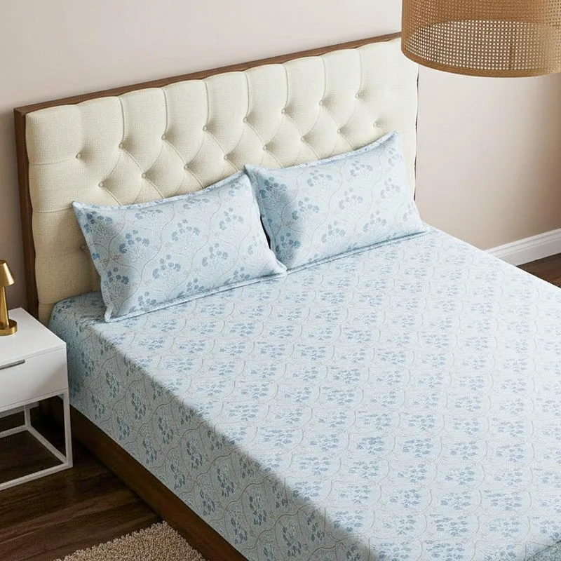 Rajsi Floral Cotton Bedsheet (Blue) - 200 TC media 3