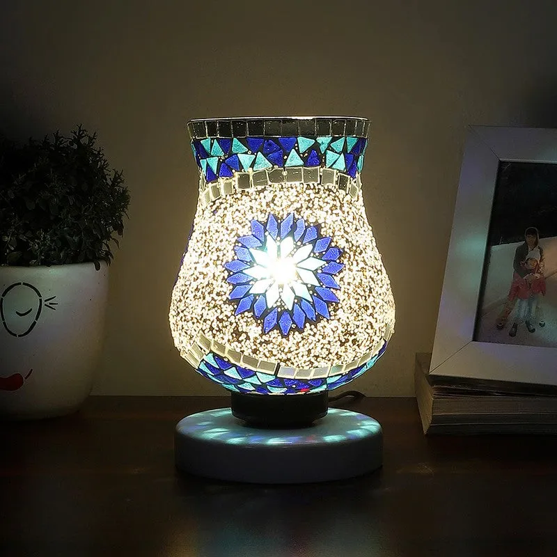 Skylune Mosaic Glass Table Lamp With Wooden Base - Multicolor media 1
