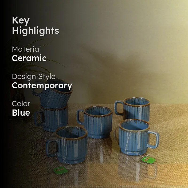 Inesha Ceramic Tea Cup (150 mL Each) - Set of Six media 2