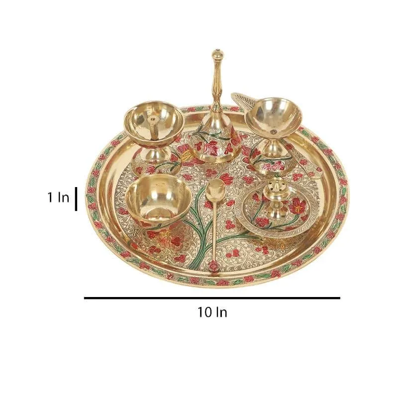 Brass Meena Pooja Thali - Set Of Six media 8