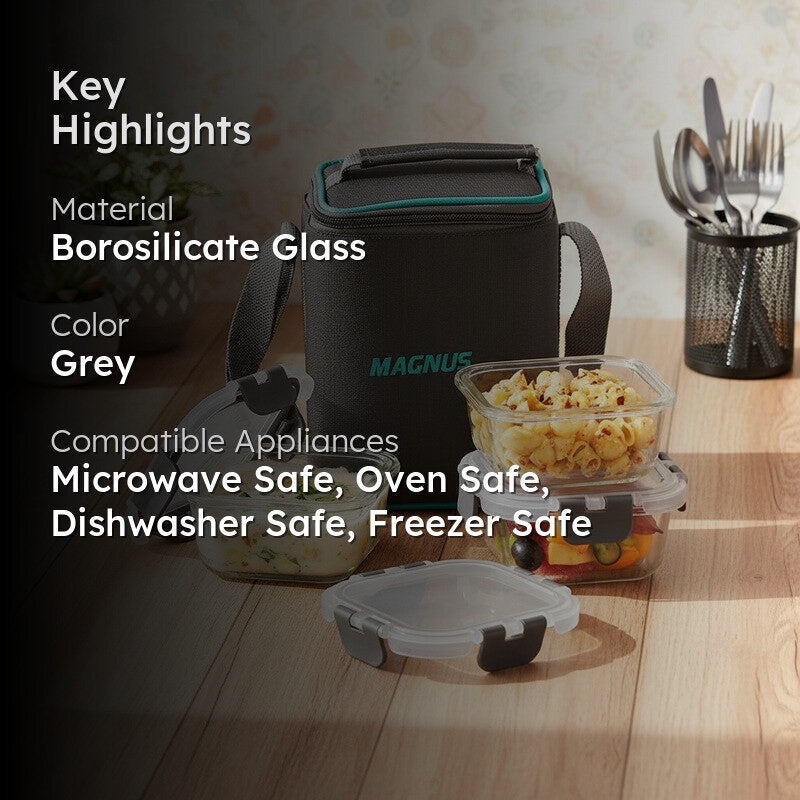 Norva Pack Lunch Box with Lunch Bag - Four Piece Set media 2