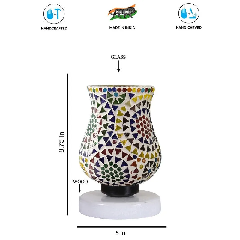 Auraeva Mosaic Glass Table Lamp With Wooden Base - Multicolor media 8