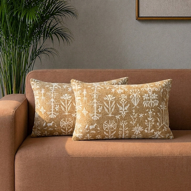 Folklore Cushion Cover - Set Of Two - 12 x 20 Inches