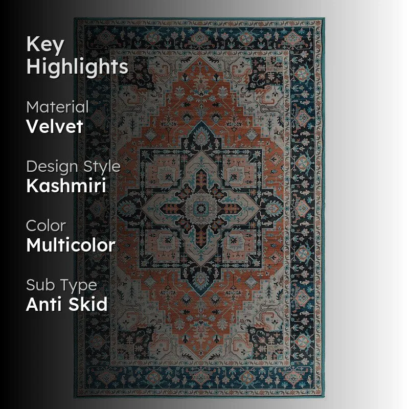 Mehrab Velvet Rectangle Anti-Skid Carpet media 2