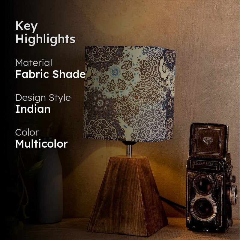 Vivid Blue Fabric Table Lamp - Multicolor media 2