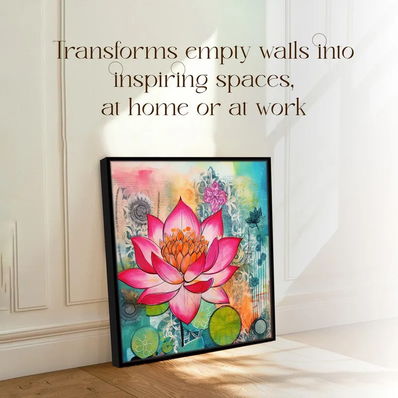 Fuchsia Lotus Wall Art With Frame media 4