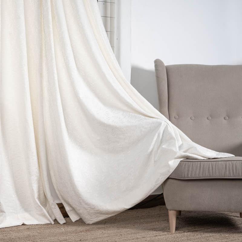 Noor Jacquard Single Curtain (White) media 3