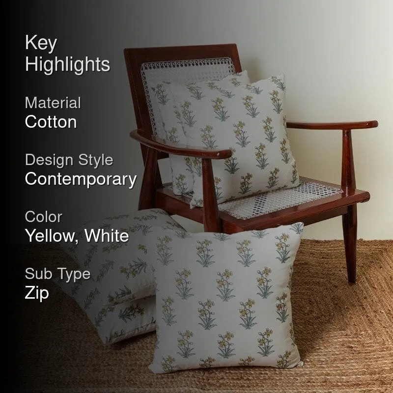 Gulmohar Bagh Cushion Cover (Yellow) - Set Of Five media 2