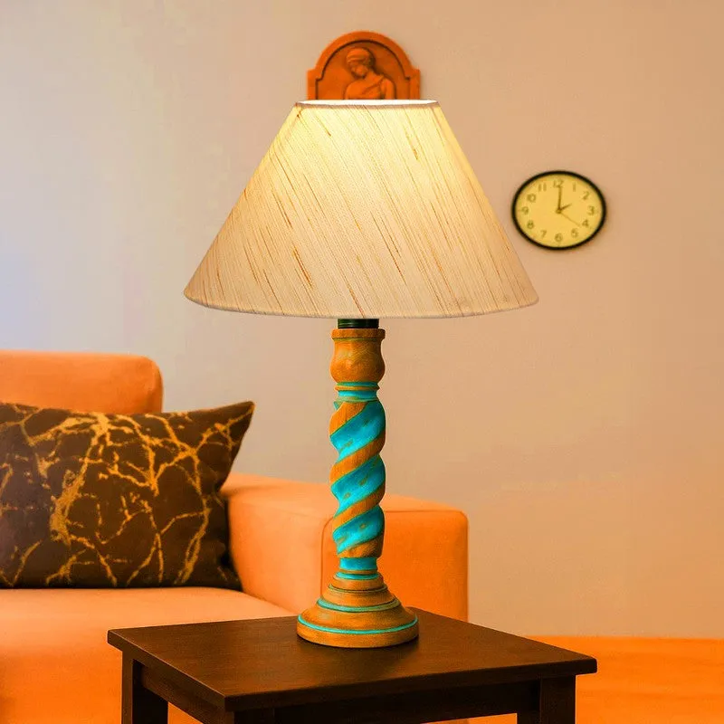 Elara Aura Wooden Table Lamp - OffWhite media 3