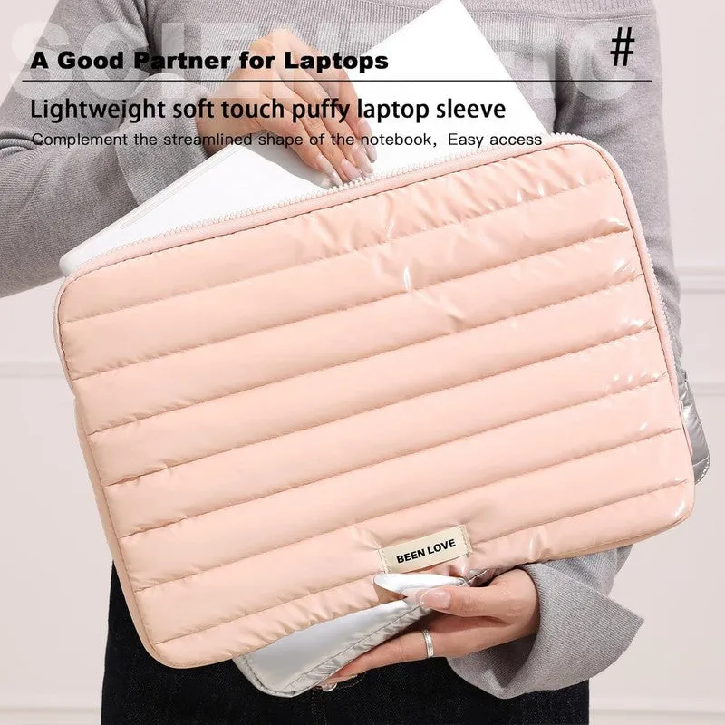 Soft Pink Quilted Laptop Sleeve - Waterproof and Shockproof media 7