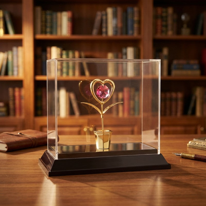 Heart Pot Crown 24K Gold Plated Mild Steel Showpiece