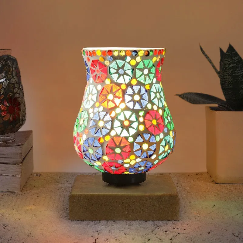 Auracraft Mosaic Glass Table Lamp With Wooden Base - Multicolor media 3