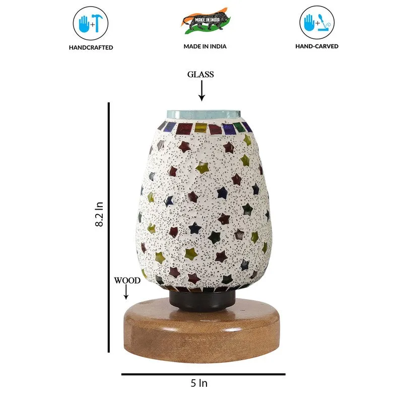 Flareonix Glass Table Lamp With Wooden Base - Multicolor media 8