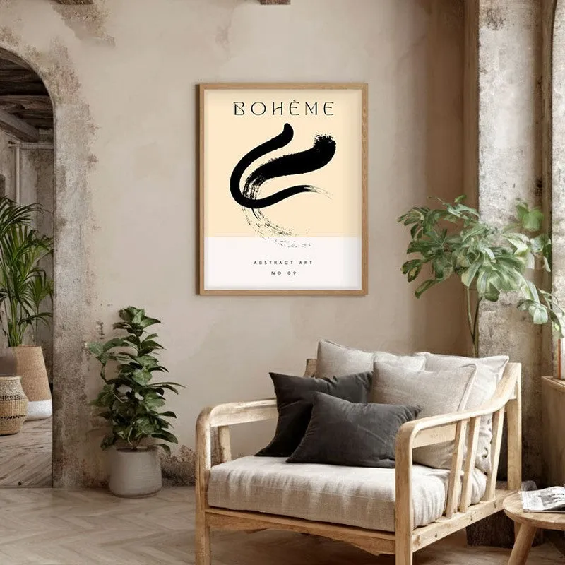 Gestural Calm Canvas Wall Painting With Brown Frame media 5