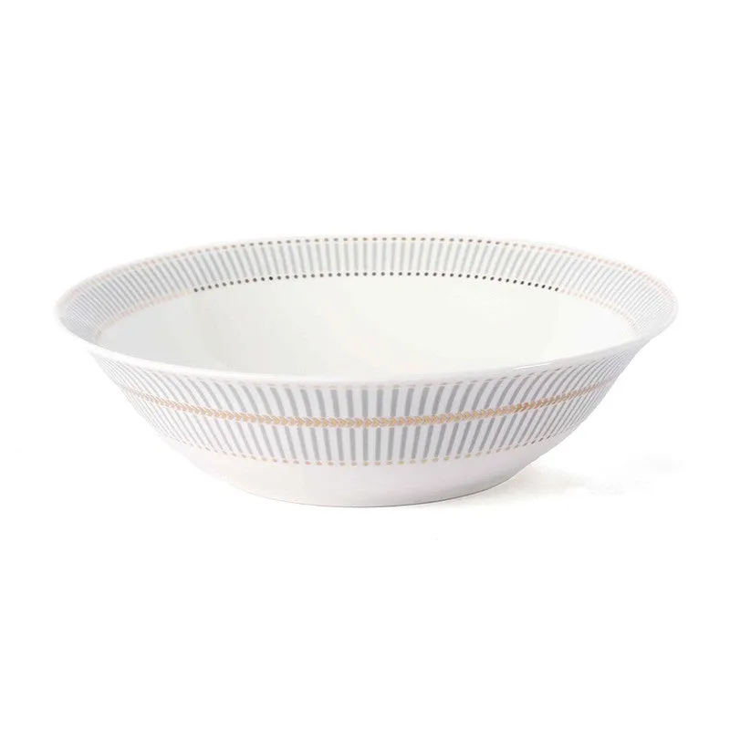 Modern Grid & Bloom 24k Gold Brushed Dinner Set (White,Grey)- 27 Piece Set media 6