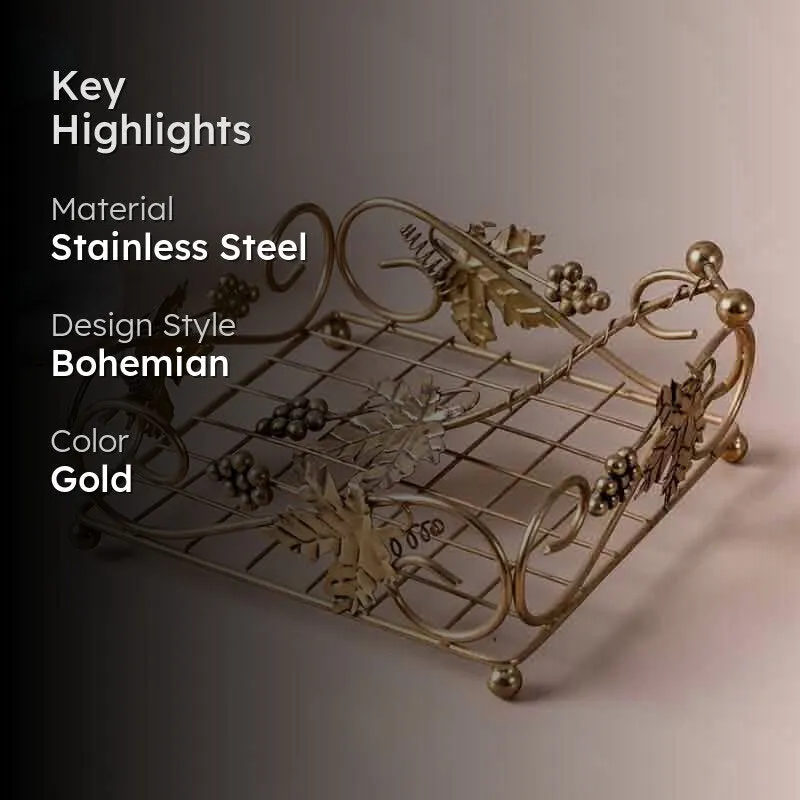Elegant Gold Leaf Stainless Steel Tissue Holder media 2