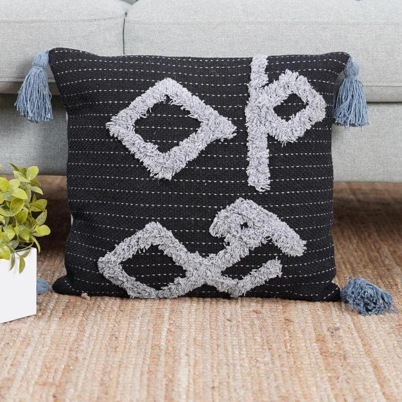 Diamond Tales Tufted Cotton Cushion Cover media 2