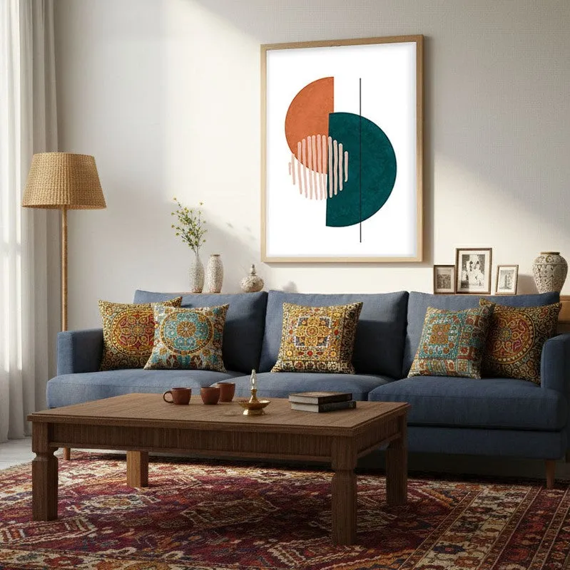 Linear Phase Canvas Wall Painting With Brown Frame media 5