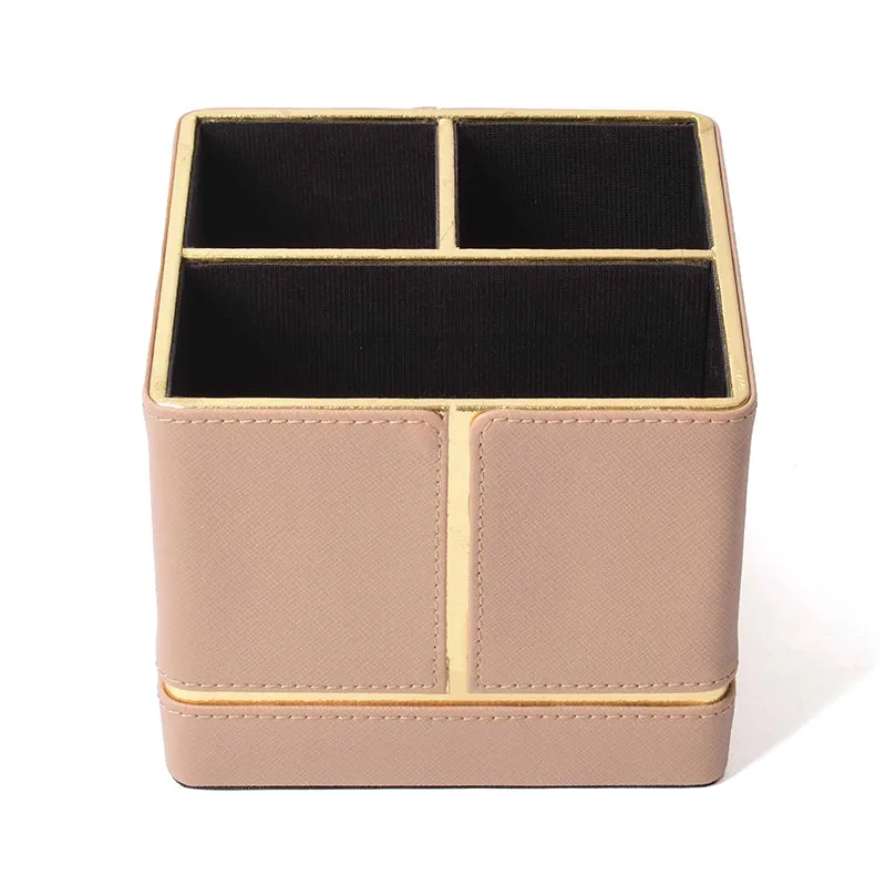 Ceastra Faux Leather Desk Organizer - Beige media 7