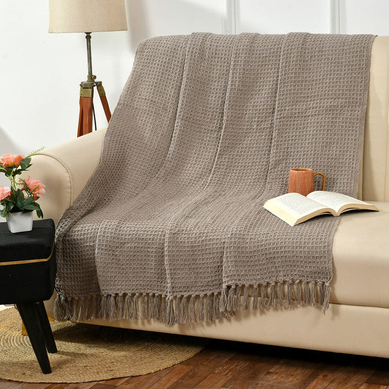 Arida Cotton Waffle Throw - Beige