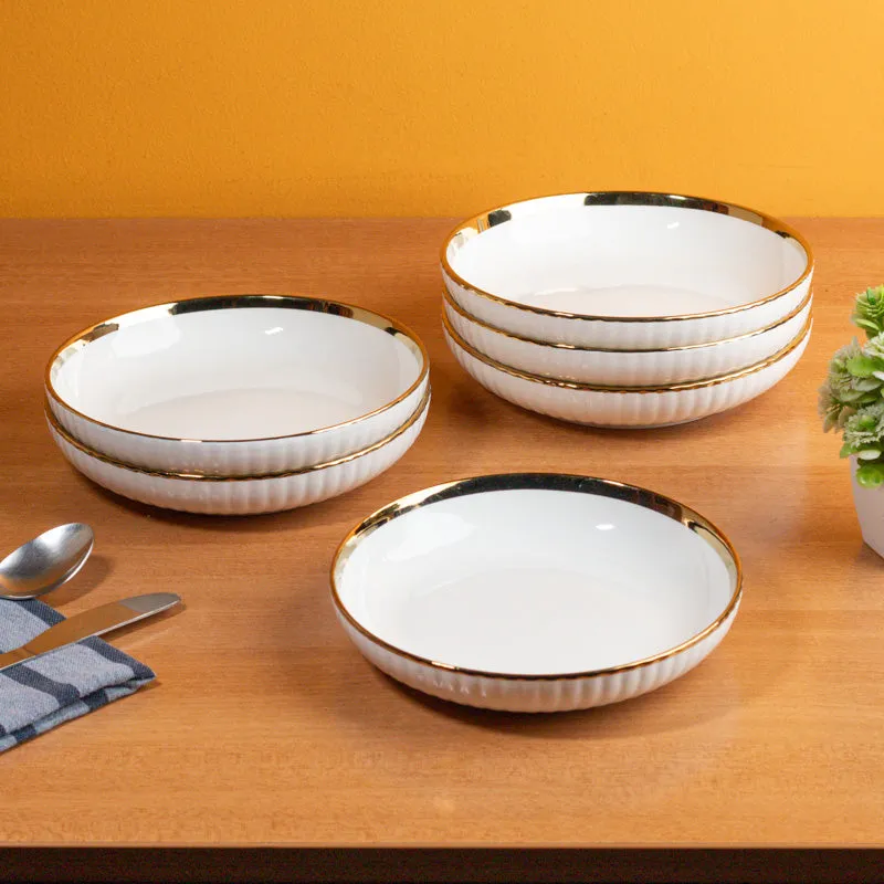 Elegant White Porcelain Quarter Plates with Gold Rim - Set Of Two media 1