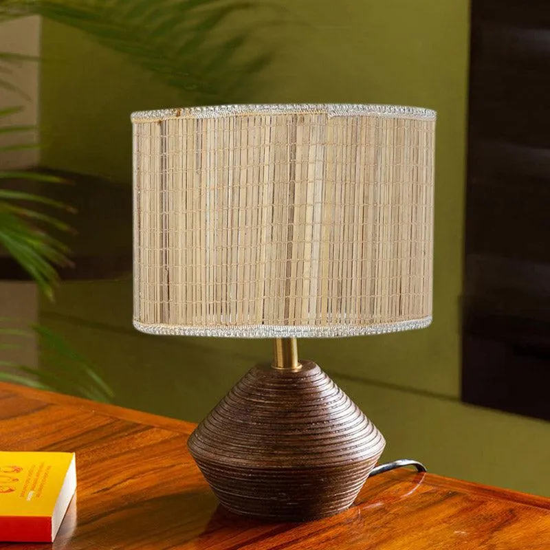 Yami Bamboo Wooden Table Lamp - Brown,Beige media 2