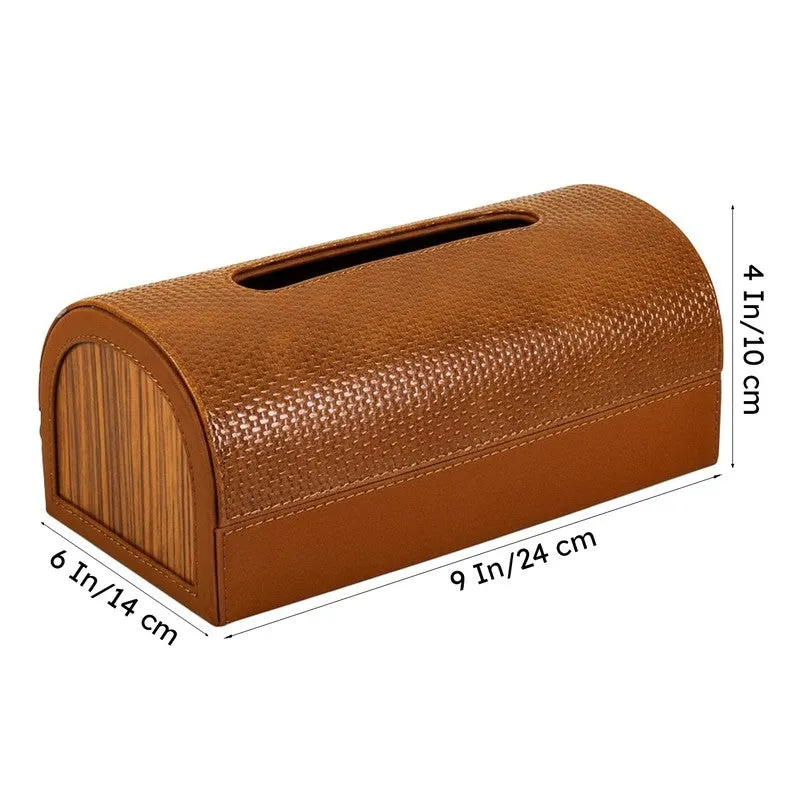 Tishue Faux Leather Tissue Box - Tan media 8