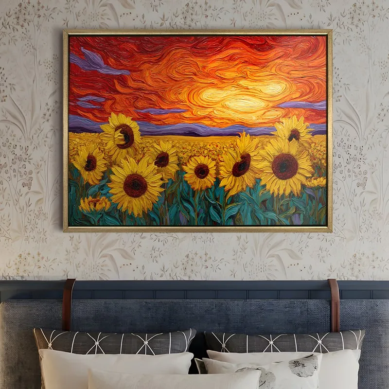 Crimson Horizon Canvas Wall Painting With Frame media 5