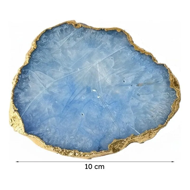 Candra Handcrafted Brazilian Agate Coaster (Blue) - Set Of Two media 5