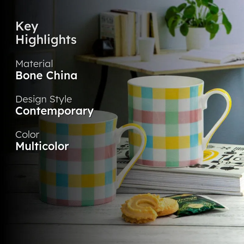 Maxi Stripe Bone China Coffee Mug (360 mL Each) - Set of Two media 2