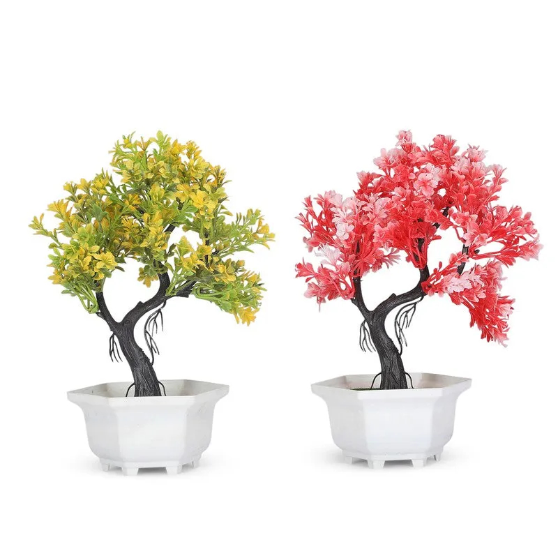 Bonsai Tree with Pot (Yellow,Red) - Set Of Two media 4