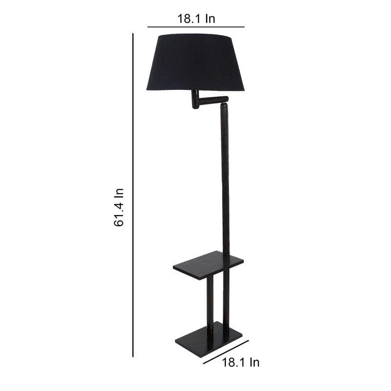 Eartha Enya Wooden Floor Lamp With Shelf - Black media 5