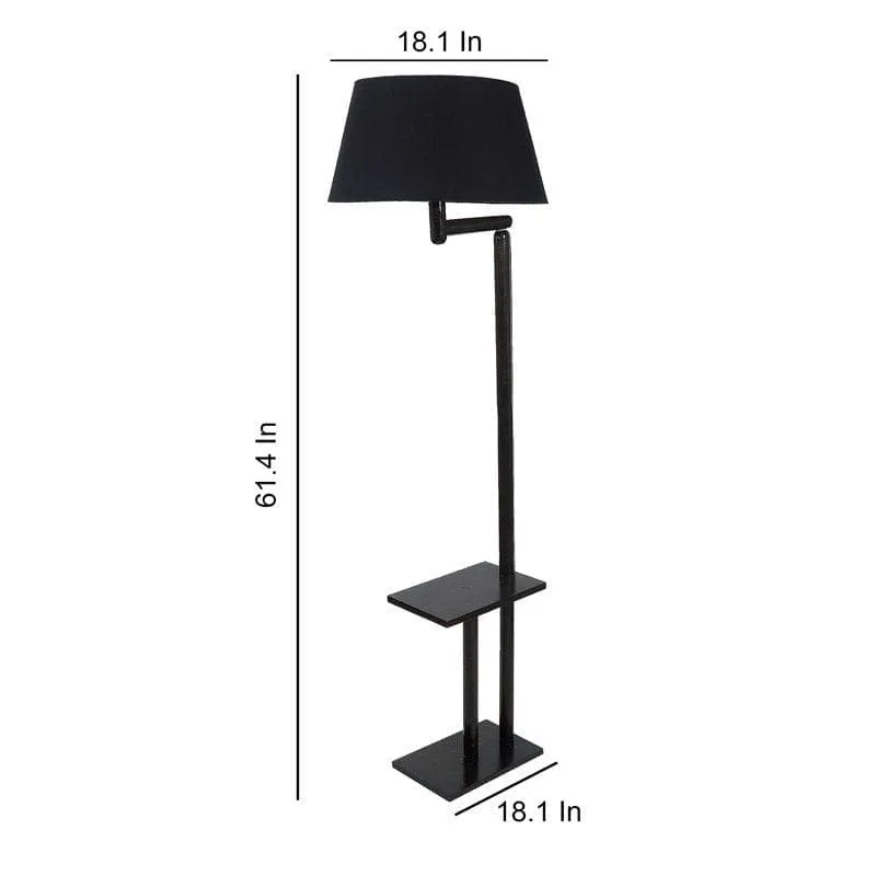 Eartha Enya Wooden Floor Lamp With Shelf - Black media 5