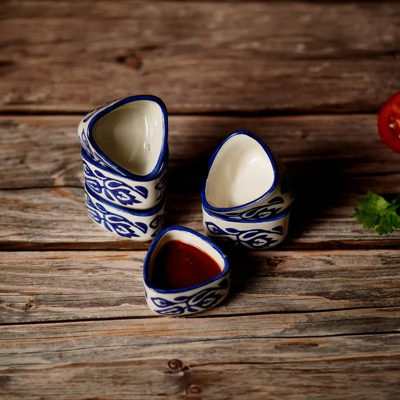 Dippure Ceramic Dip Bowls (Blue,White ,40 mL Each) - Set Of Six media 5