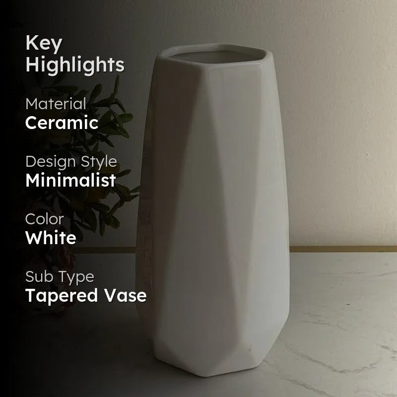 Chroma Cut Ceramic Vase - White media 2