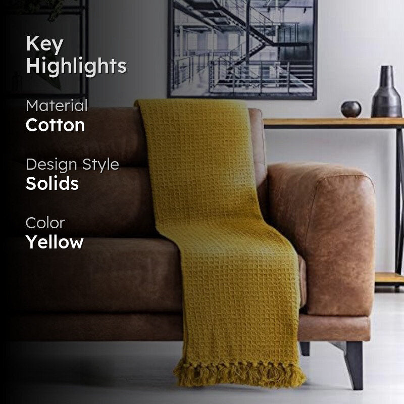 Sona Cotton Plaid Throw - Yellow media 2