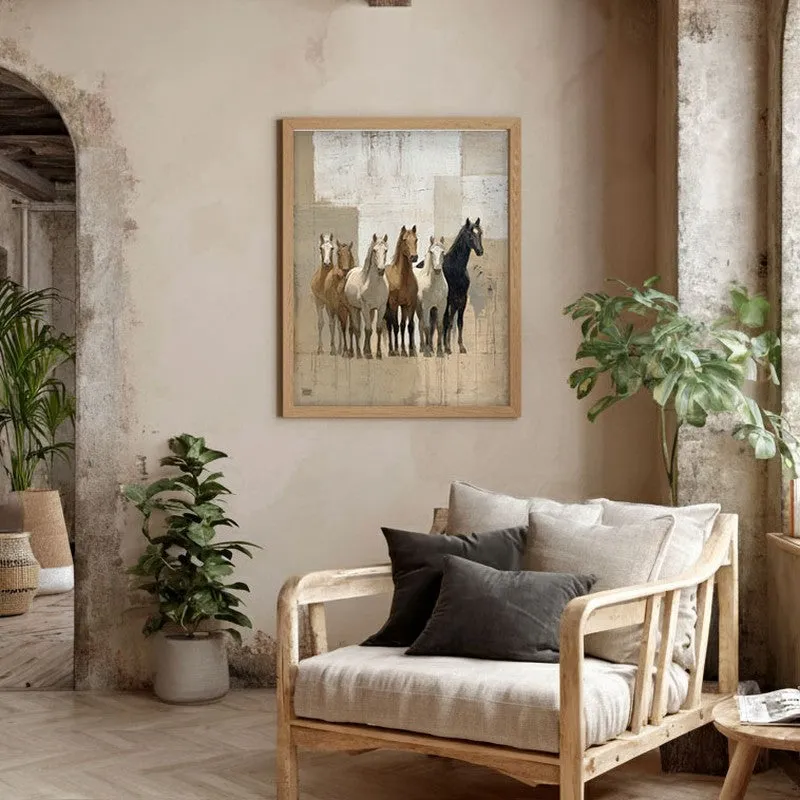 Equine Presence Wall Painting With Brown Frame media 4