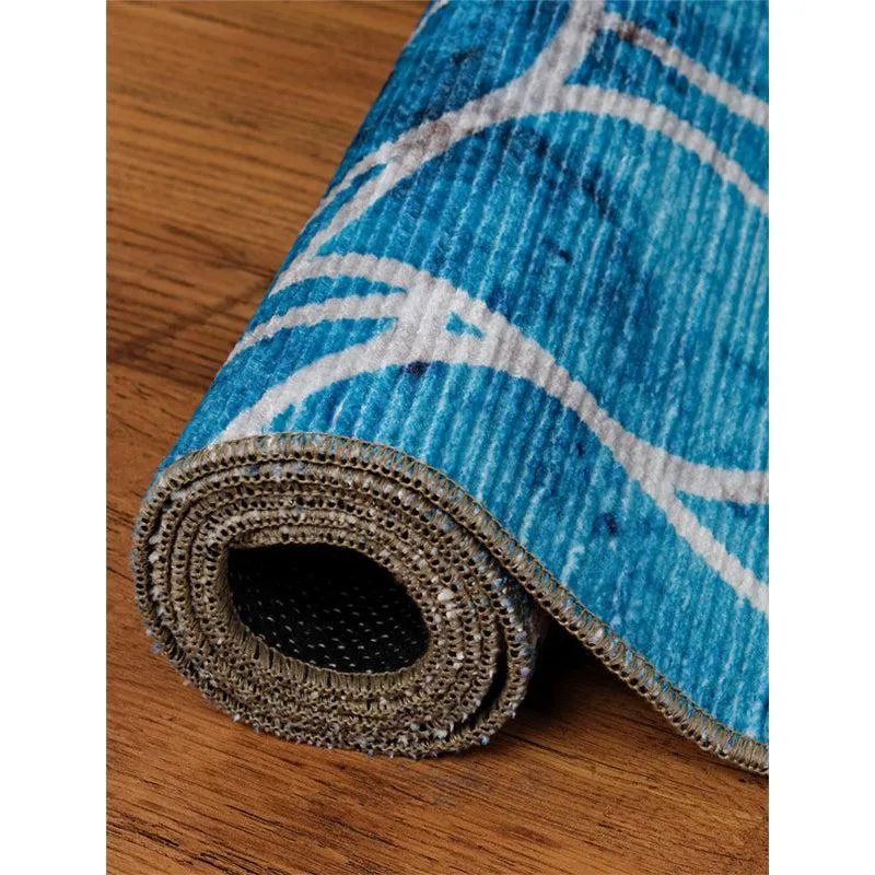 Enaya Floral Polyester Carpet - Blue media 4