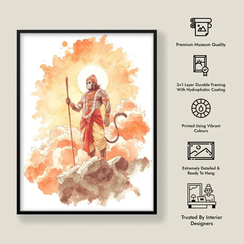 Sri Hanuman with Sun Aura I Archival Paper Wall Art media 8