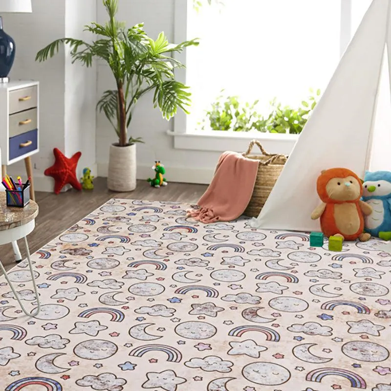 Lunar Light Lane Kids Polyester Anti-Skid Carpet - Pink & Ivory media 3